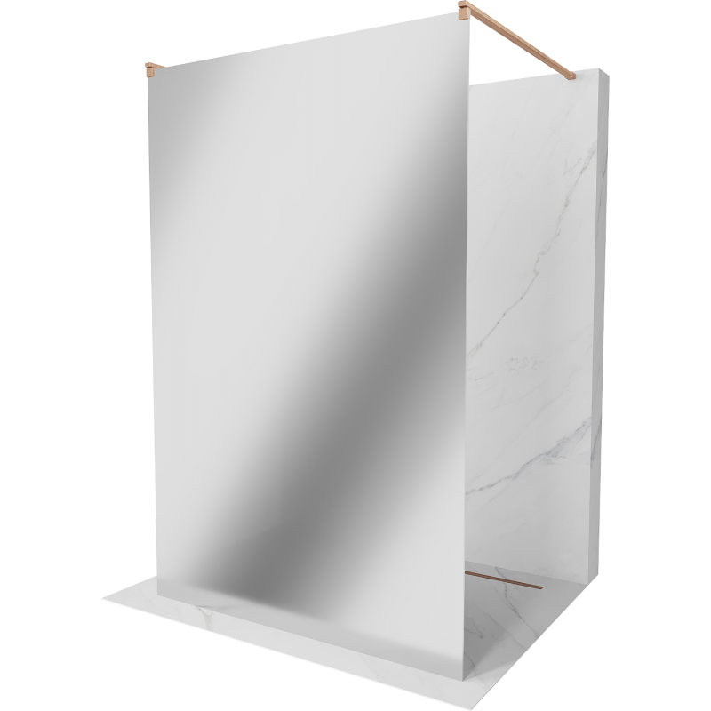 Mexen Kioto freestanding shower panel 130 x 200 cm, mirror 8 mm, brushed brass - 800-130-002-65-50
