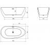 Mexen Eos Freestanding Bath 150 x 75 cm, White, Overflow White - 52471507500-20