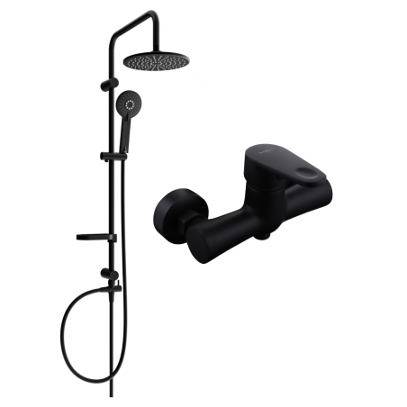 Mexen Carl exposed shower set with rain shower and Kama shower mixer, black - 72540240-70