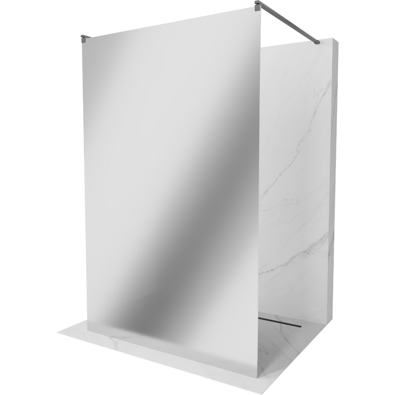Mexen Kioto freestanding shower wall 39.37 x 78.74 in, 8 mm mirror, brushed gun gray - 800-100-002-66-50
