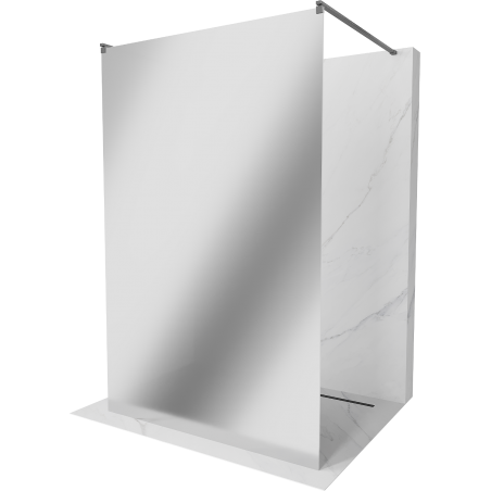 Mexen Kioto freestanding shower wall 39.37 x 78.74 in, 8 mm mirror, brushed gun gray - 800-100-002-66-50