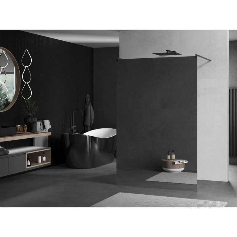 Mexen Kioto freestanding shower wall 120 x 200 cm, mirror 8 mm, gun gray brushed - 800-120-002-66-50
