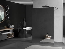 Mexen Kioto freestanding shower wall 130 x 200 cm, mirror 8 mm, gun gray brushed - 800-130-002-66-50