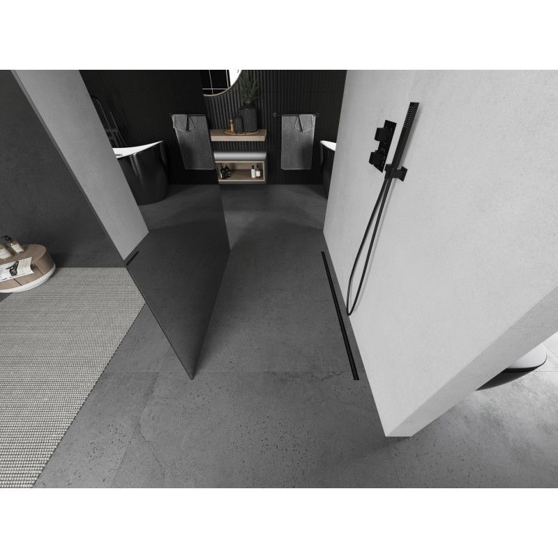 Mexen Kioto freestanding shower wall 140 x 200 cm, mirror 8 mm, gun gray brushed - 800-140-002-66-50