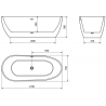 Mexen Eos Freestanding Bath 170 x 75 cm, White, Black Overflow - 52471707500-70