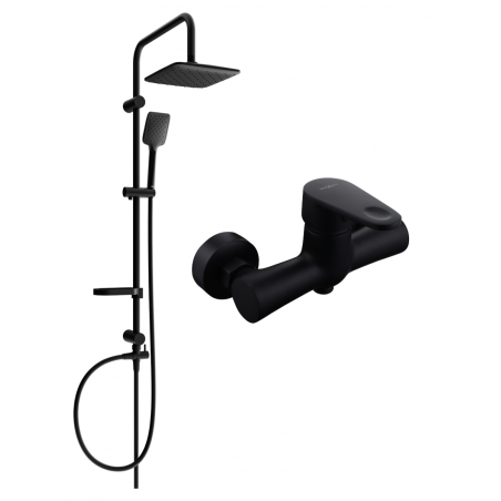 Mexen Kama Sven exposed shower set with rain shower and shower mixer, black - 72540262-70