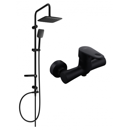 Mexen Sven Surface-Mounted Shower Set with Rain Shower and Kama Shower Mixer, Black - 72540262-70