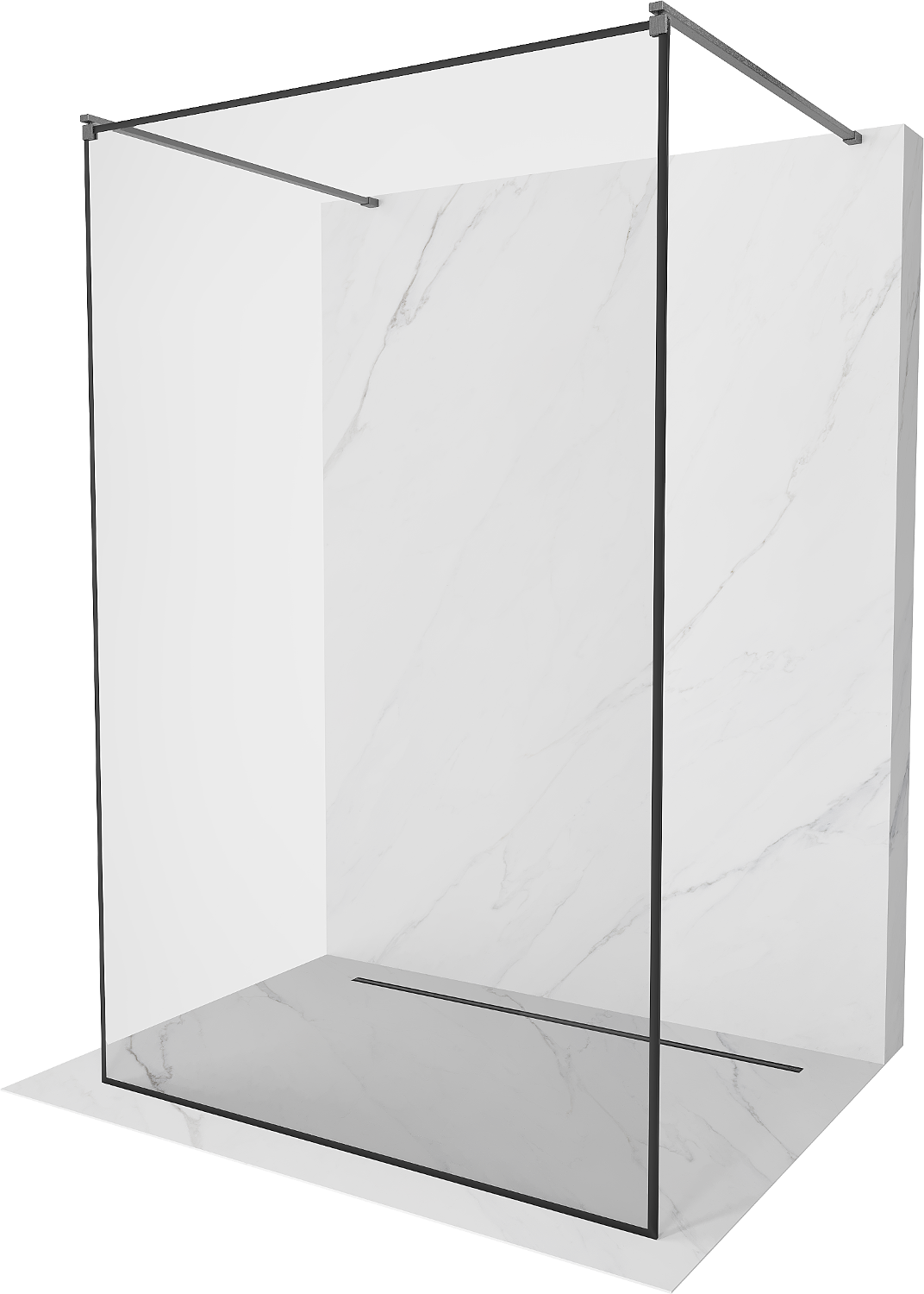 Mexen Kioto freestanding shower wall 160 x 200 cm, black pattern 8 mm, gun gray brushed - 800-160-002-66-70