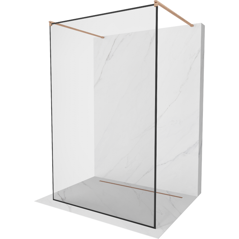Mexen Kioto freestanding shower screen 100 x 200 cm, black pattern 8 mm, brushed copper - 800-100-002-65-70