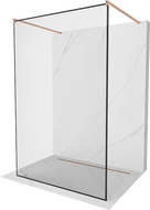 Mexen Kioto freestanding shower wall 160 x 200 cm, black frame 8 mm, brushed copper - 800-160-002-65-70