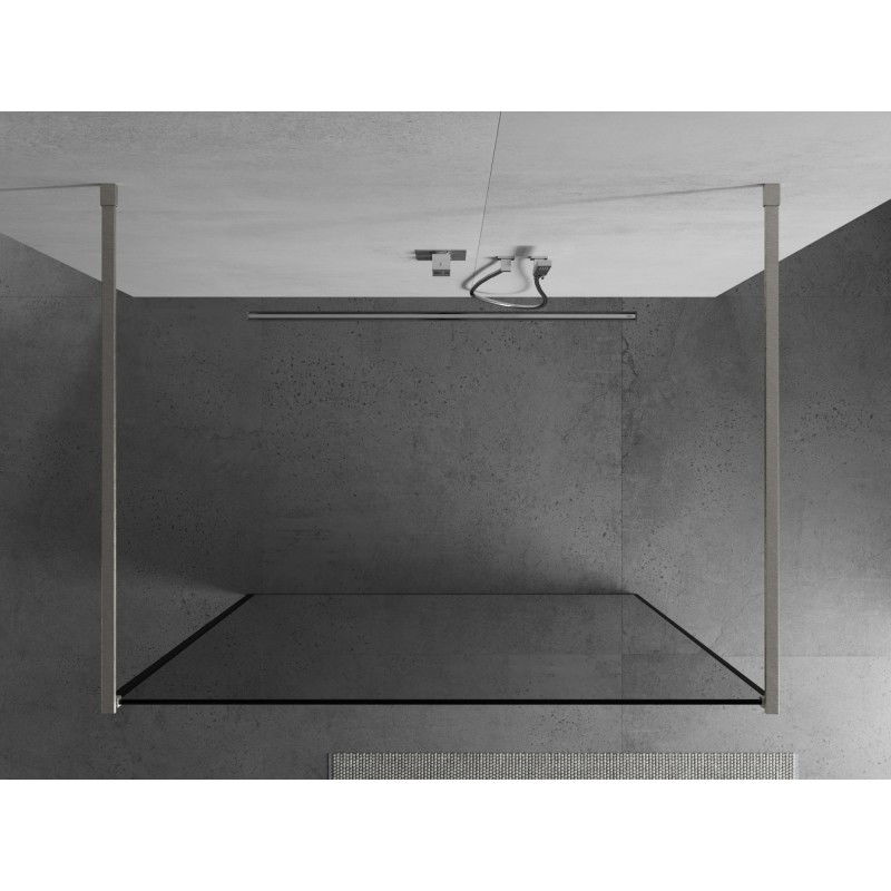 Mexen Kioto freestanding shower screen 100 x 200 cm, black frame 8 mm, brushed nickel - 800-100-002-97-70