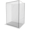 Mexen Kioto freestanding shower screen 100 x 200 cm, black frame 8 mm, brushed nickel - 800-100-002-97-70