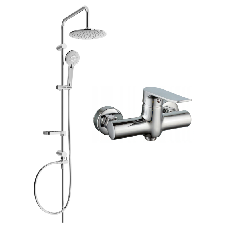 Mexen Pecos Carl exposed shower set with rain shower and shower mixer, chrome - 72740240-00