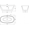 Mexen Eris freestanding bathtub 155 x 80 cm, white/black, white overflow - 53441558075-20