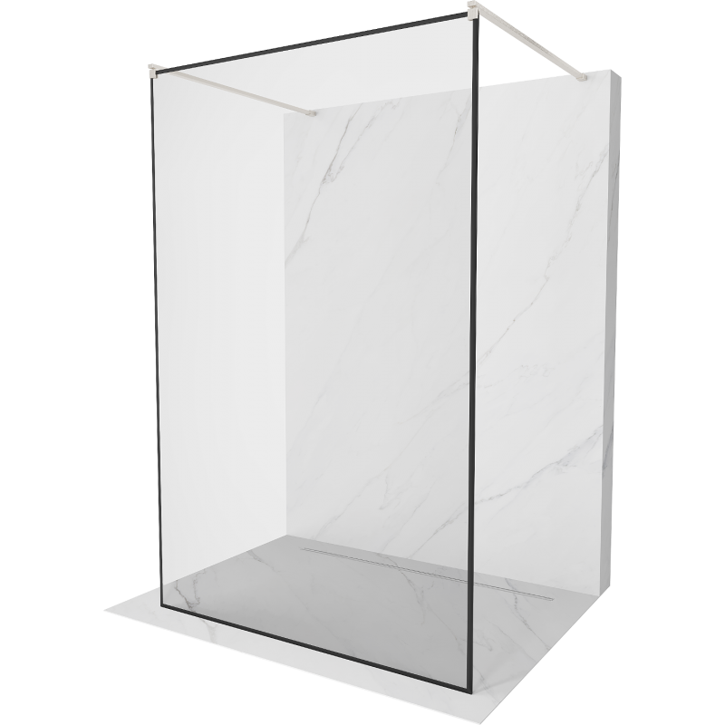 Mexen Kioto Freestanding shower screen 160 x 200 cm, black frame 8 mm, brushed nickel - 800-160-002-97-70