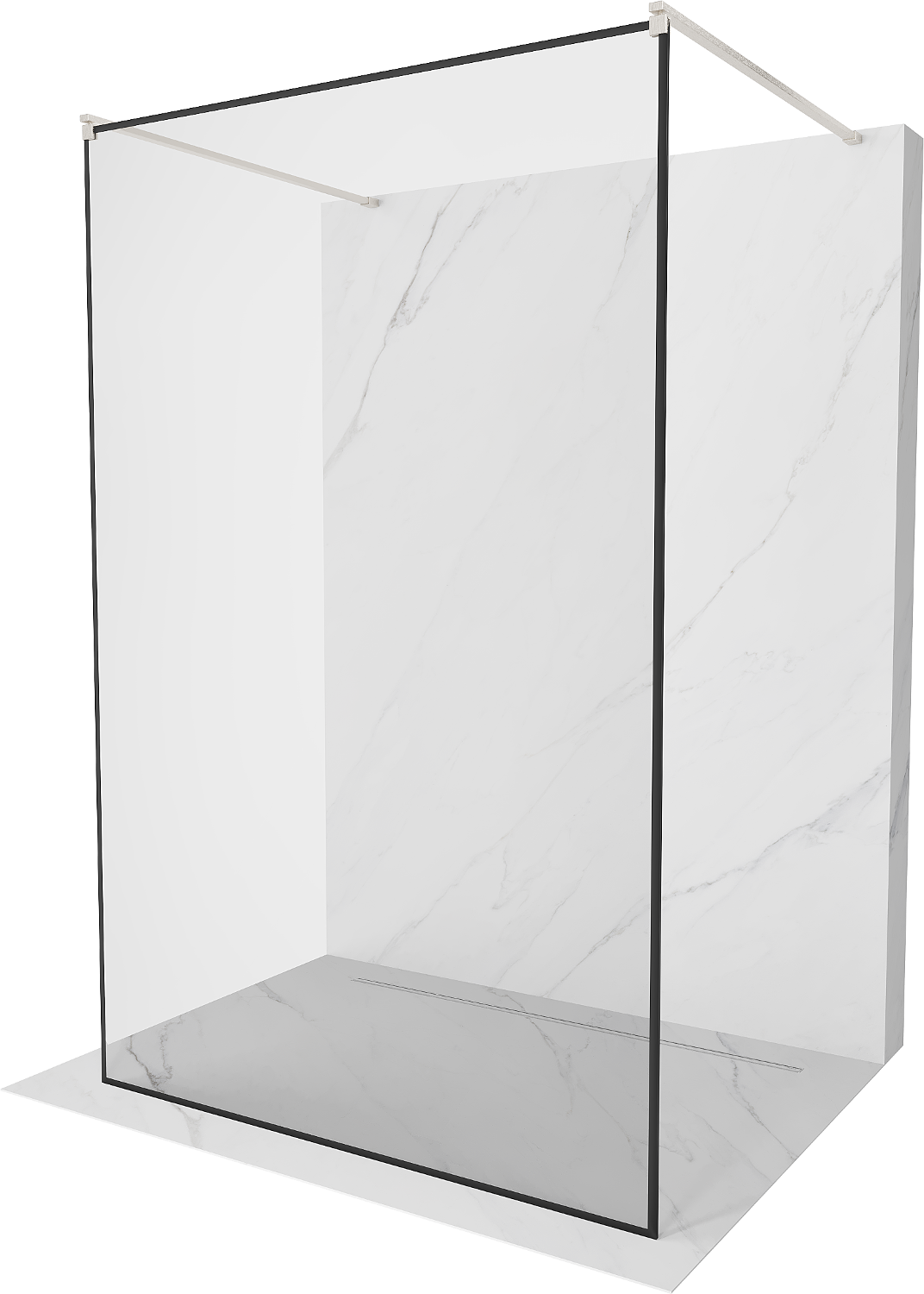 Mexen Kioto freestanding shower panel 160 x 200 cm, black pattern 8 mm, brushed nickel - 800-160-002-97-70