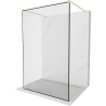 Mexen Kioto Free Standing Shower Wall 120 x 200 cm, Black Pattern 8 mm, Brushed Gold - 800-120-002-55-70