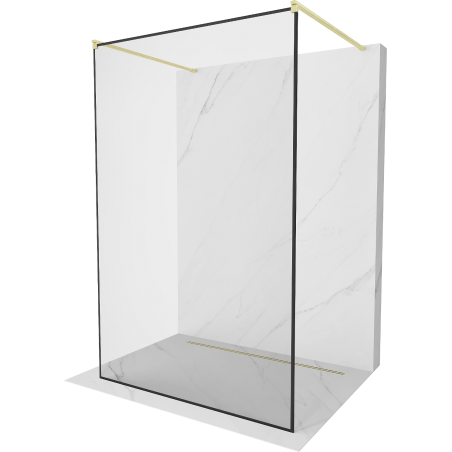Mexen Kioto Free-Standing Shower Screen 140 x 200 cm, Black Pattern 8 mm, Brushed Gold - 800-140-002-55-70