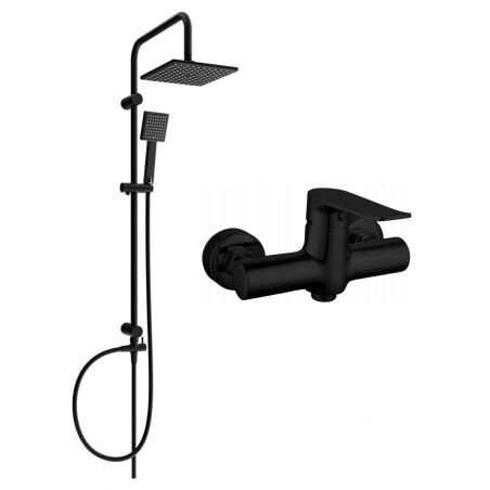 Mexen Pecos Tord exposed shower set with rainfall showerhead and shower faucet, black - 72740200-70