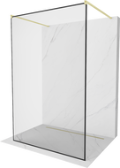 Mexen Kioto freestanding shower wall 160 x 200 cm, black frame 8 mm, brushed gold - 800-160-002-55-70