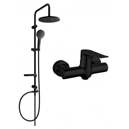 Mexen Pecos Erik exposed shower set with rain shower and shower mixer, black - 72740205-70