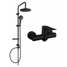 Mexen Pecos Erik exposed shower set with rain shower and shower mixer, black - 72740205-70