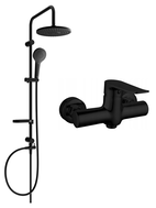 Mexen Pecos Erik exposed shower set with rain shower and shower mixer, black - 72740205-70
