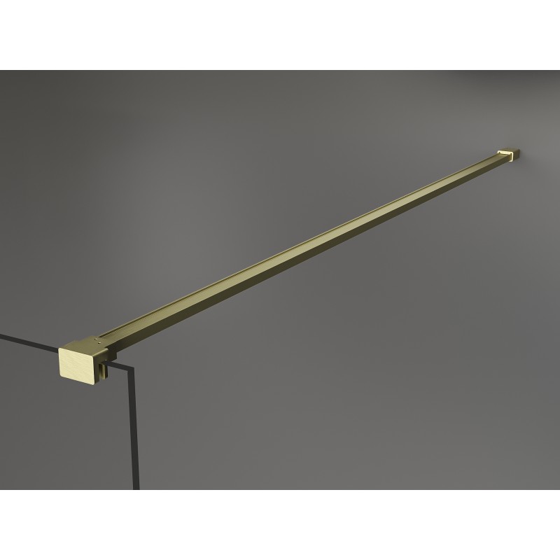 Mexen Kioto freestanding shower wall 120 x 200 cm, black grid 8 mm, brushed gold - 800-120-002-55-77