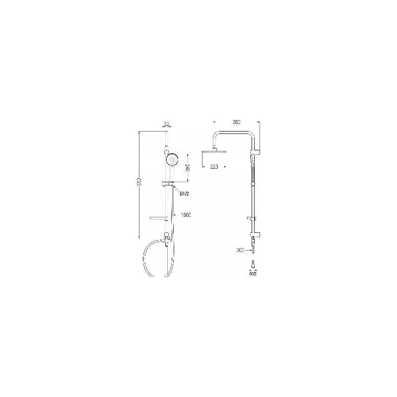 Mexen Carl exposed shower set with rain shower and Pecos shower mixer, black - 72740240-70