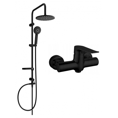 Mexen Carl exposed shower set with rain shower and Pecos shower mixer, black - 72740240-70