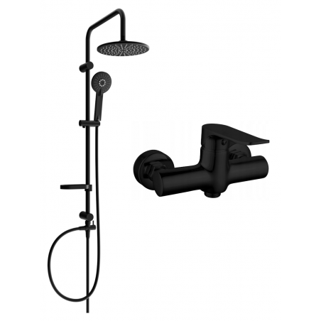 Mexen Pecos Carl exposed shower set with rain shower head and shower faucet, black - 72740240-70