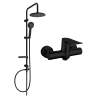 Mexen Carl exposed shower set with rain shower and Pecos shower mixer, black - 72740240-70