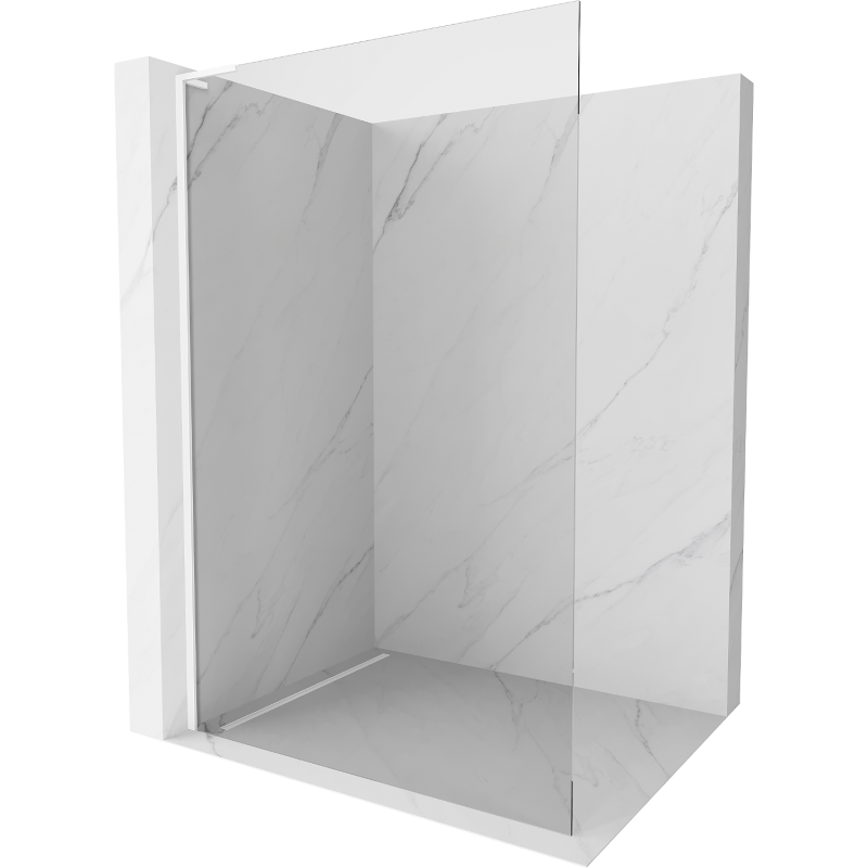 Mexen Kioto L Walk-in Shower Wall 55 x 200 cm, Transparent, White - 800-055-103-20-00
