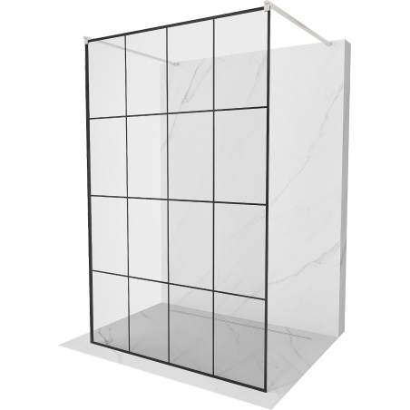 Mexen Kioto freestanding shower wall 150 x 200 cm, black grid 8 mm, brushed nickel - 800-150-002-97-77