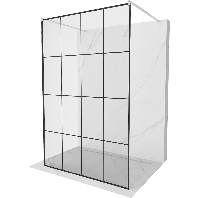 Mexen Kioto Freestanding Shower Wall 130 x 200 cm, black pattern 8 mm, brushed nickel - 800-130-002-97-77