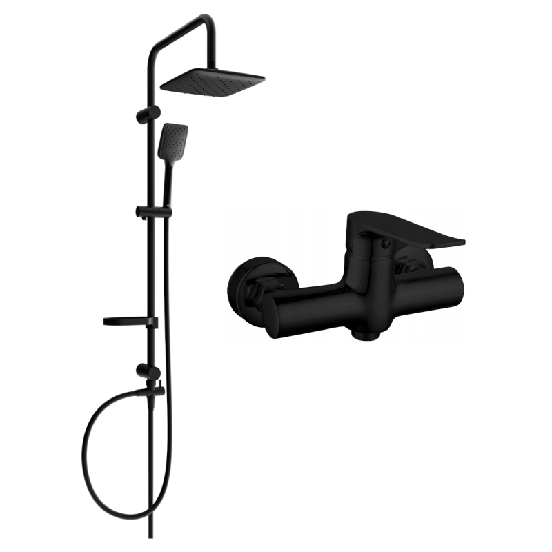 Mexen Sven surface-mounted shower set with a rainmaker and mixer tap Pecos, Black - 72740262-70