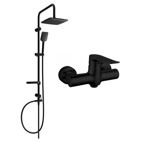 Mexen Pecos Sven Surface-Mounted Shower Set with Rain Shower Head and Shower Faucet, Black - 72740262-70