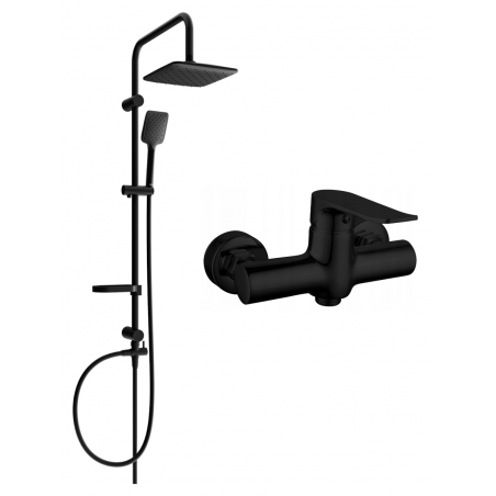Mexen Sven surface-mounted shower set with rain shower and Pecos shower tap, black - 72740262-70