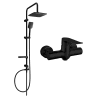 Mexen Sven surface-mounted shower set with rain shower and Pecos shower tap, black - 72740262-70