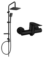 Mexen Pecos Sven Surface-Mounted Shower Set with Rain Shower Head and Shower Faucet, Black - 72740262-70