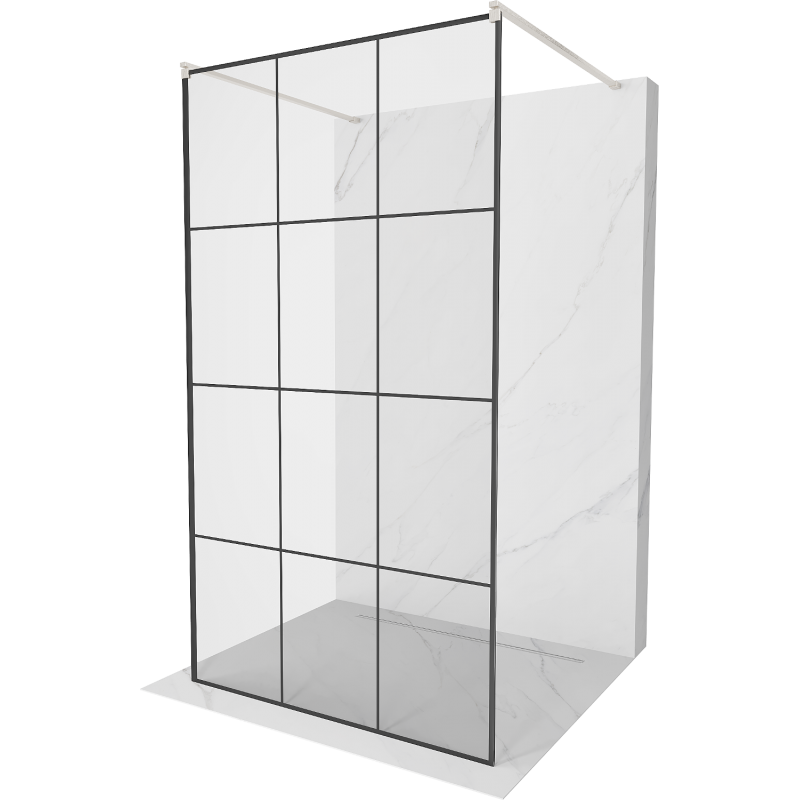 Mexen Kioto freestanding shower wall 110 x 200 cm, black pattern 8 mm, brushed nickel - 800-110-002-97-77
