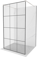 Mexen Kioto Free-standing shower wall 100 x 200 cm, black grid 8 mm, brushed nickel - 800-100-002-97-77