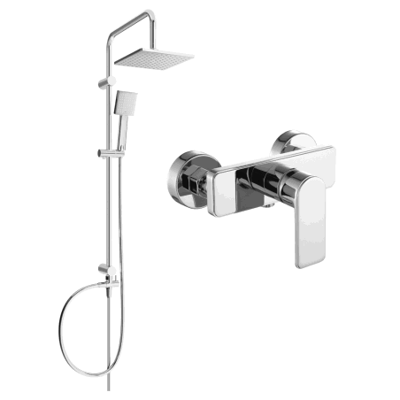 Mexen Tord exposed shower set with rain showerhead and Cetus shower mixer, chrome - 744340200-00