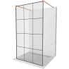 Mexen Kioto freestanding shower wall 100 x 200 cm, black grid 8 mm, brushed copper - 800-100-002-65-77