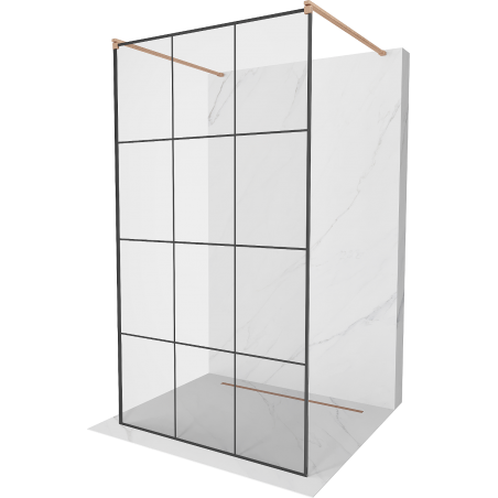 Mexen Kioto free-standing shower wall 110 x 200 cm, black pattern 8 mm, brushed bronze - 800-110-002-65-77