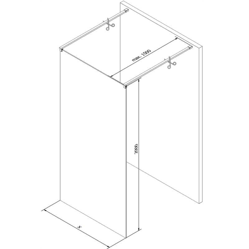 Mexen Kioto freestanding shower wall 110 x 200 cm, black grid 8 mm, brushed copper - 800-110-002-65-77