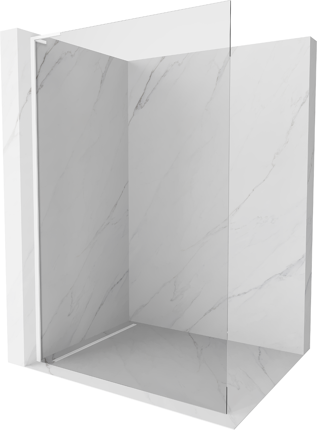 Mexen Kioto L Walk-in Shower Screen 105 x 200 cm, Transparent, White - 800-105-103-20-00