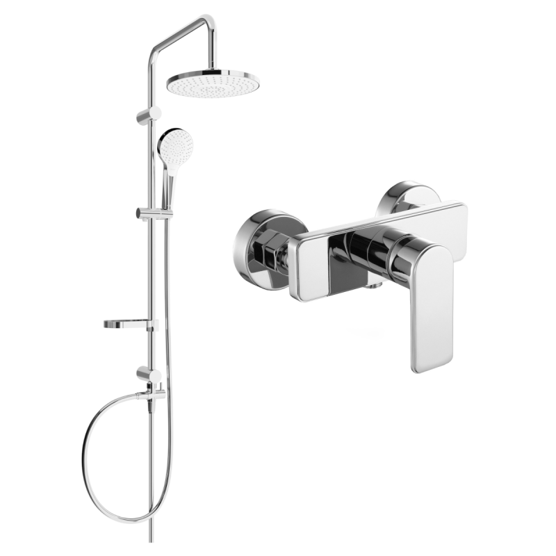 Mexen Cetus Erik exposed shower set with rain shower and shower faucet, chrome - 744340205-00