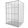 Mexen Kioto freestanding shower wall 140 x 200 cm, black grid 8 mm, brushed copper - 800-140-002-65-77
