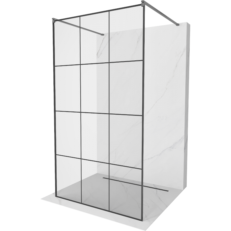 Mexen Kioto free-standing shower wall 120 x 200 cm, black pattern 8 mm, gun gray brushed - 800-120-002-66-77